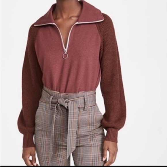 NAADAM Luxe Fleece Cashmere Blend Pullover Sweater NWOT in Merlot Red - Picture 1 of 11